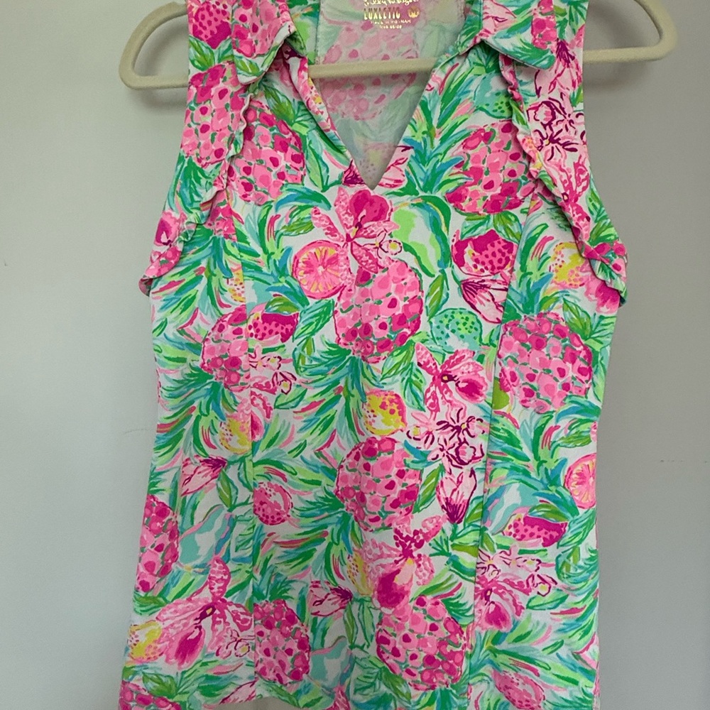 Lilly Pulitzer Pink and Green Floral Top